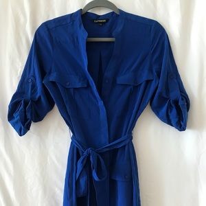 Express Blue Military Shirt Dress